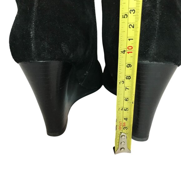 AEROSOLES Wedge Knee HIgh Black Suede Boots Womens 9.5 - Picture 11 of 12